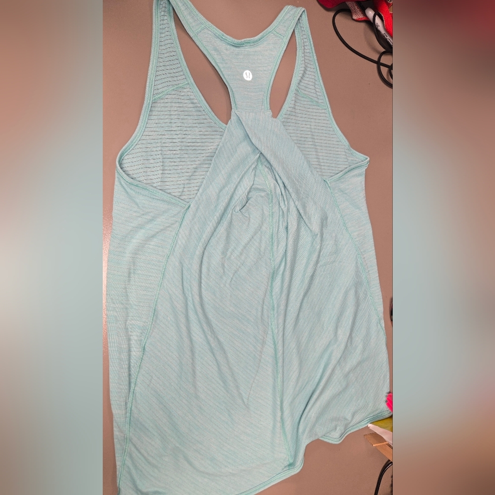 Lululemon Light Green Striped Sleeveless Top